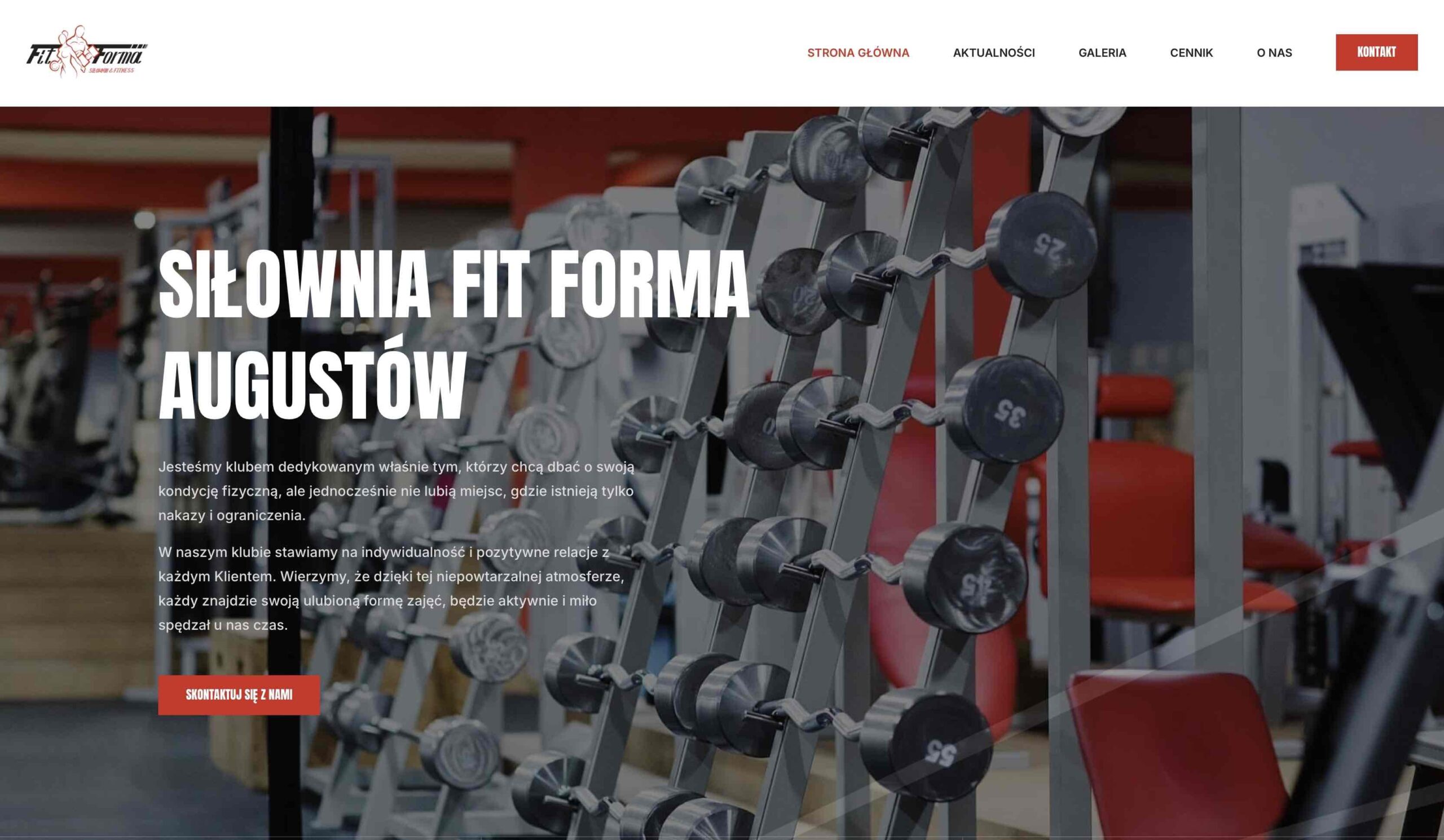 Strona siłowni Fit Forma – oferta i grafiki, Augustów