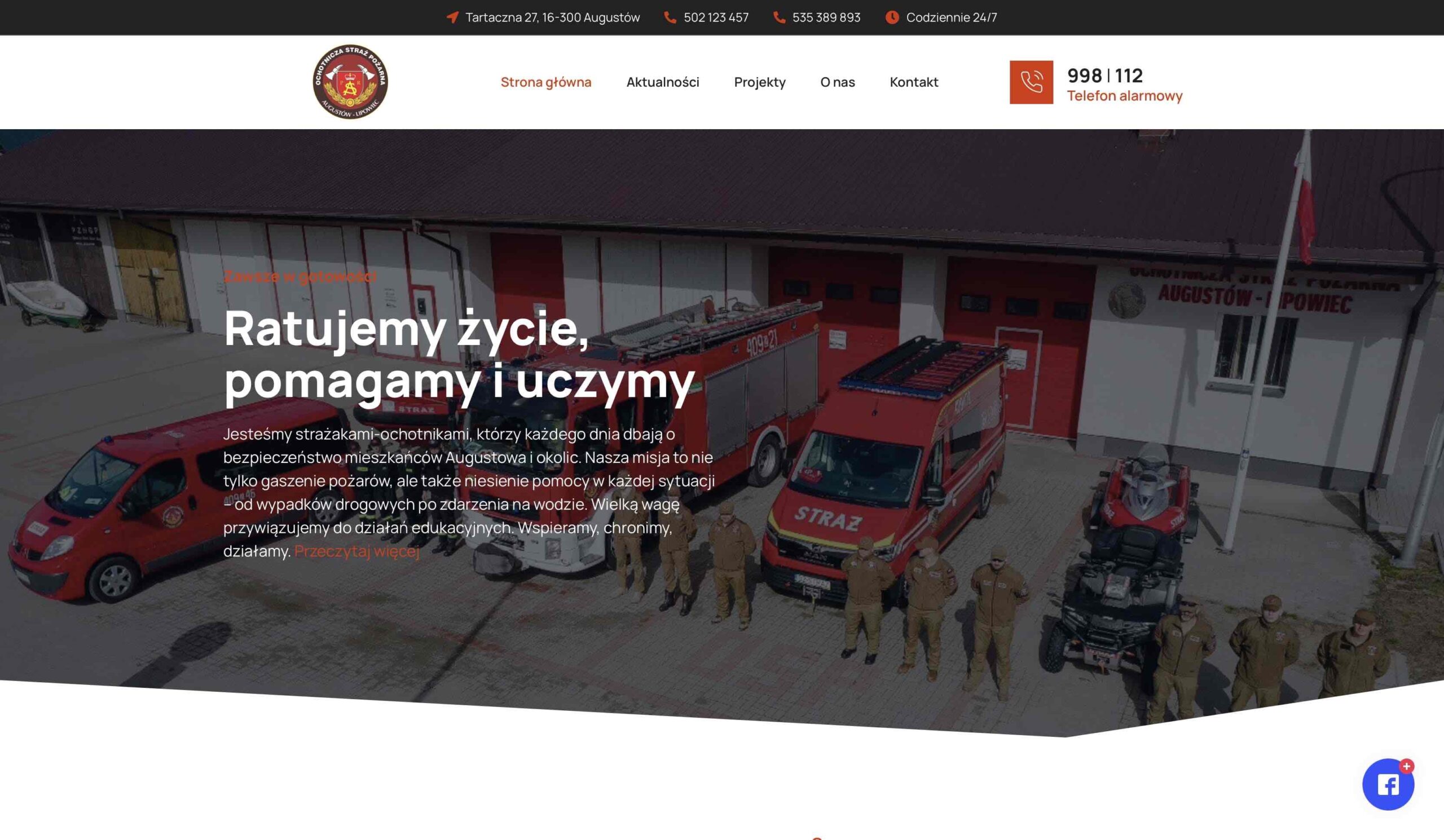 Strona internetowa OSP Augustów – informacje i aktualności